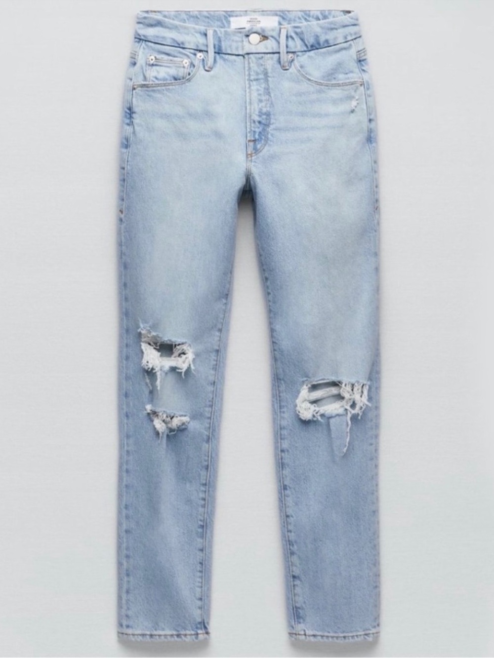 Good American x Zara Light Blue Distressed High-Rise Women’s Jeans